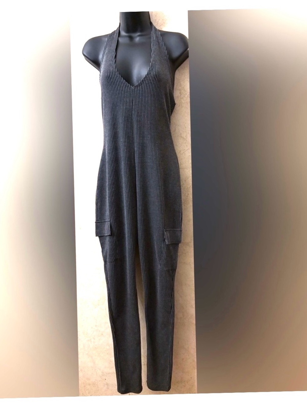 Say Anything Halter Neck Ribbed Jumpsuit #8963